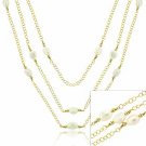 18K Gold over Sterling Silver Freshwater Cultured Pearl Three Strand Necklace NG9834FPL