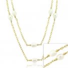 18K Gold over Sterling Silver Freshwater Cultured Pearl Two Strand Necklace NG9824FPL