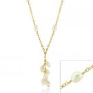 18K Gold over Sterling Silver Freshwater Cultured Pearls Dangling Y Cluster Necklace NG9844FPL
