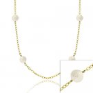 18K Gold over Sterling Silver Freshwater Cultured White Coin Pearl Chain Necklace, 30 inch NG9759FPL