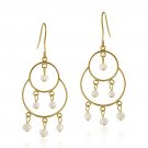 18K Gold over Sterling Silver Freshwater Cultured White Pearl Circle Chandelier Earrings EG11757FPL