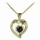 18K Gold over Sterling Silver Garnet & Diamond Accent Heart Necklace PG4022G