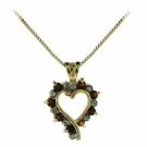 18K Gold over Sterling Silver Garnet & Diamond Accent Open Heart Necklace PG4557G