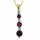 18K Gold over Sterling Silver Garnet Diamond Accent Past Present Future Drop Necklace 2475
