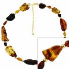 18K Gold over Sterling Silver Gold & Amber Stone Necklace NG9587M