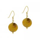 18K Gold over Sterling Silver Golden Freshwater Cultured Coin Pearl Earrings EG9509M1