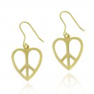 18K Gold over Sterling Silver Heart Peace Sign Earrings EG10791