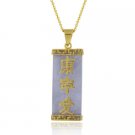 18K Gold over Sterling Silver Lavender Jade Chinese Motif Pendant PG10940L