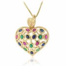 18K Gold over Sterling Silver Multi -Color CZ Heart Pendant P2683