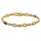 18k Gold over Sterling Silver Multi Gemstone & Diamond Accent Link Bracelet BG10582M