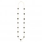 18K Gold over Sterling Silver Onyx Clover Necklace, 36 inch NG12829O