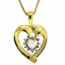 18K Gold over Sterling Silver Opal & Diamond Accent Open Heart Pendant PG4022SOP
