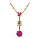 18K Gold over Sterling Silver Past Present Future Created Pink Sapphire & Diamond Necklace PG4136CPS