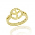18k Gold over Sterling Silver Peace Sign Ring Size 8 RG10802-8