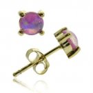 18K Gold over Sterling Silver Pink Opal 6mm Round Stud Earrings EG10099POP