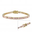 18k Gold over Sterling Silver Pink Square CZ Tennis Bracelet BG4580LPZ