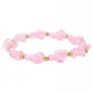 18K Gold over Sterling Silver Pink Twist Foil Glass & Bead Stretch Bracelet BG9480M20