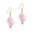 18K Gold over Sterling Silver Pink Twist Foil Glass Dangle Earrings EG9480M20