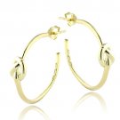 18K Gold over Sterling Silver Polished Love Knot Half Hoop Earrings EG13475