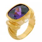 18K Gold Over Sterling Silver Purple CZ Ring Size 7 RG7014AZ-7