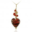 18K Gold over Sterling Silver Red Glass Cluster Heart Pendant PG11775M4