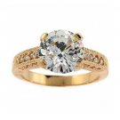 18K Gold over Sterling Silver Round CZ Pave Bridal Engagement Ring Size 7 RG1553