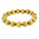 18K Gold over Sterling Silver Round Textured Bead Stretch Bracelet BG9671