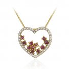18K Gold Over Sterling Silver Ruby Cluster & Diamond Accent Open Heart Slide Pendant PG11491RU