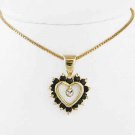 18K Gold over Sterling Silver Sapphire & Diamond Accent Heart Pendant 2258