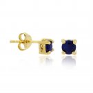 18K Gold over Sterling Silver Sapphire 4mm Round Stud Earrings EG2821S