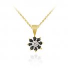 18K Gold over Sterling Silver Sapphire Diamond Accent Flower Necklace 2436