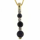 18K Gold over Sterling Silver Sapphire Diamond Accent Past Present Future Drop Necklace 2483