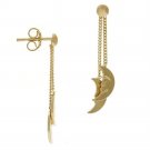 18K Gold over Sterling Silver Smiling Crescent Half Moons on Chains Dangle Earrings EG10175