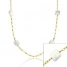 18K Gold over Sterling Silver Square Coin Freshwater Cultured Pearl Chain Necklace NG9796FPL