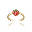 18k Gold over Sterling Silver Strawberry Enamel Toe Ring TRG12300M
