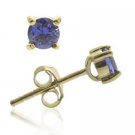 18K Gold over Sterling Silver Tanzanite CZ 4mm Round Stud Earrings EG10095TZ1