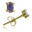 18K Gold over Sterling Silver Tanzanite CZ Oval Stud Earrings EG10097TZ1