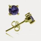 18K Gold over Sterling Silver Tanzanite CZ Round Stud Earrings, 5mm EG10093TZ1