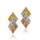 18K Gold over Sterling Silver Tri Color Argyle Drop Earrings ET4738
