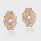 18K Gold over Sterling Silver Tri Color Vintage Earrings ET4739