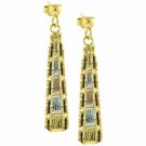 18K Gold over Sterling Silver Tri-color Linear Dangle Earrings E450