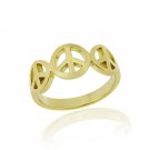 18k Gold over Sterling Silver Triple Peace Sign Ring Size 10 RG10801-7