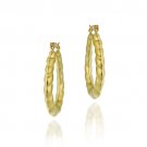 18K Gold over Sterling Silver Twisted Design Hoop Earrings HG4798