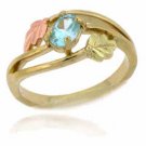 18K Gold over Sterling Silver Two Tone Blue Topaz Leaf Ring Size 7 RG4322BT-7
