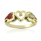 18K Gold over Sterling Silver Two Tone Diamond Accent Heart & Leaves Ring Size 5 RG4422-5