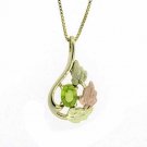 18K Gold over Sterling Silver Two Tone Rose Gold Peridot Leaf Teardrop Pendant PT4058PD