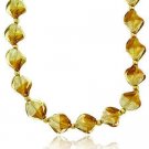 18K Gold over Sterling Silver Two Tone Twisted Glass Foil Bead Necklace NG9480M45
