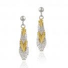 18K Gold over Sterling Silver Two Tone V Dangle Earrings ET4735