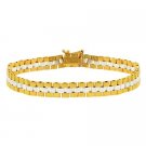 18K Gold over Sterling Silver Two Tone Watchband Link Bracelet BT9328