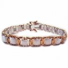 18K Gold over Sterling Silver Two Tone Weave Link Bracelet 1182